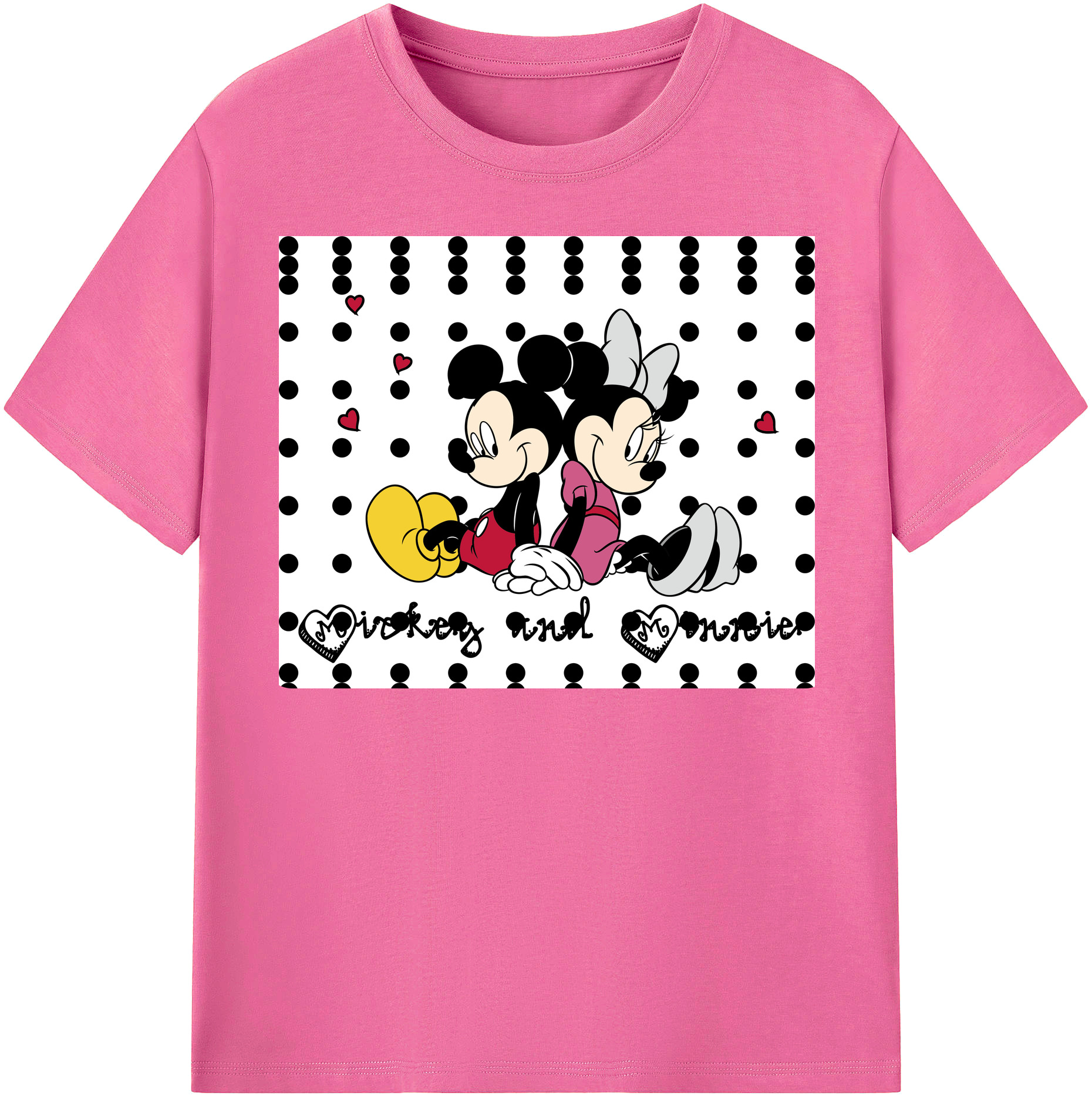 （画像用） ミッキーマウス Mickey Mouse レディースカジュアルプリントTシャツ（綿100％）